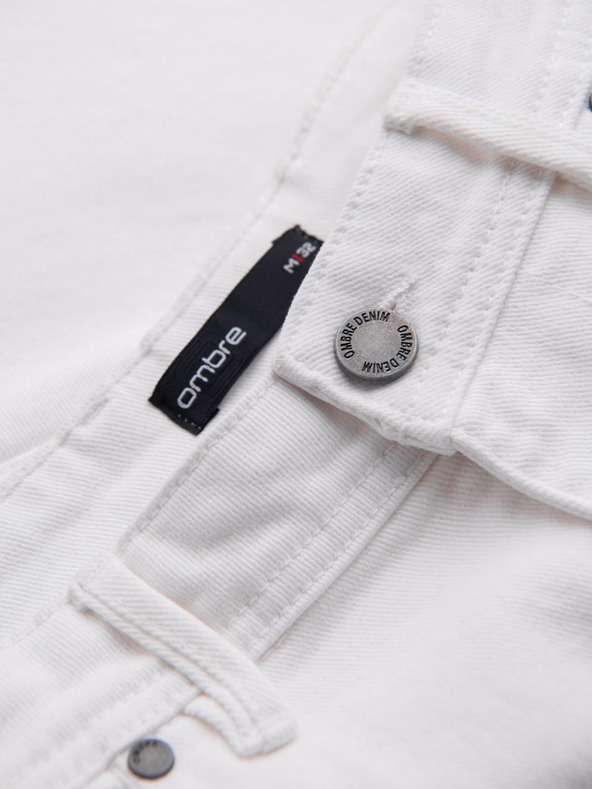 Ombre Clothing Мъжки дънкови шорти с класическа кройка - бели