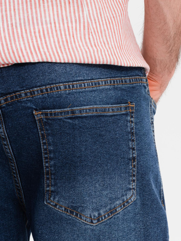 Ombre Clothing Мъжки дънкови шорти с класическа кройка - тъмносини