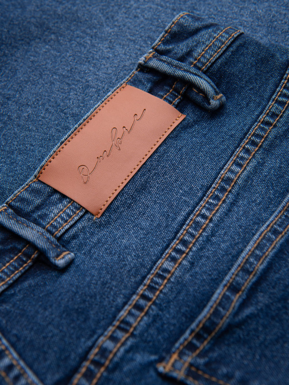 Ombre Clothing Мъжки дънкови шорти с класическа кройка - тъмносини