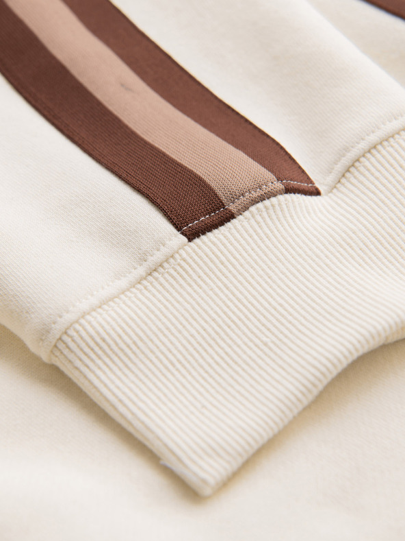 Ombre Clothing Мъжки спортни панталони с кантове и ребрести крачоли - кремави