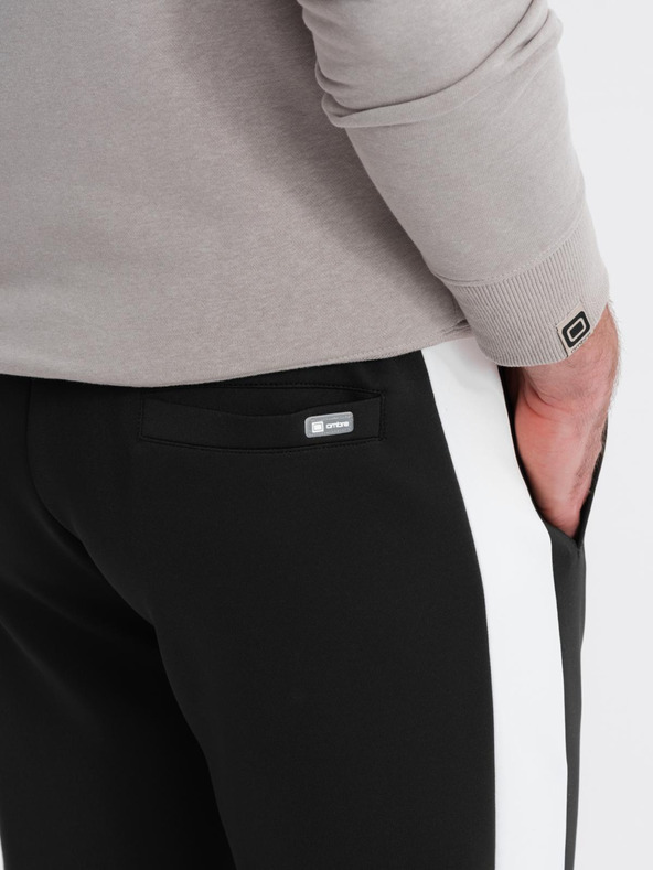 Ombre Clothing Мъжки спортни панталони с контрастни кантове - черни