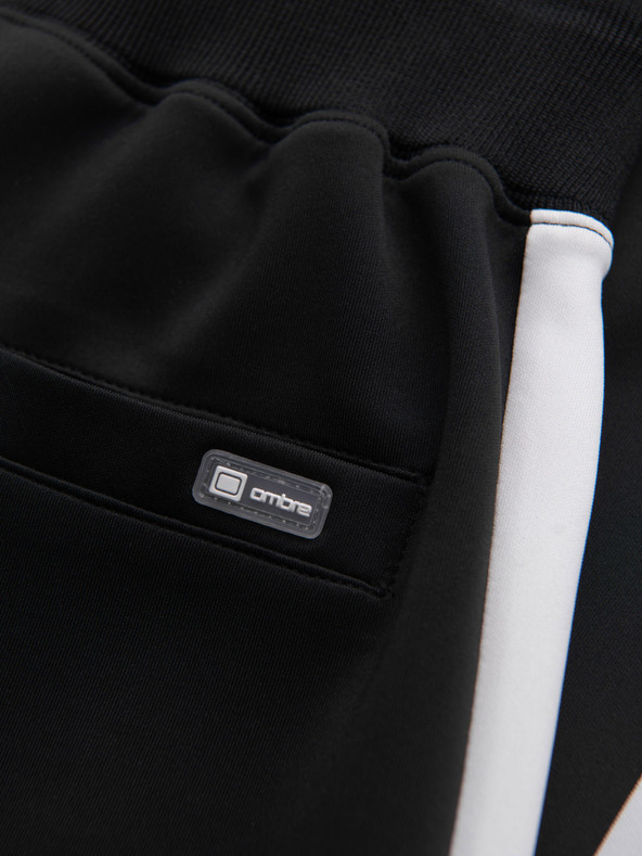 Ombre Clothing Мъжки спортни панталони с контрастни кантове - черни