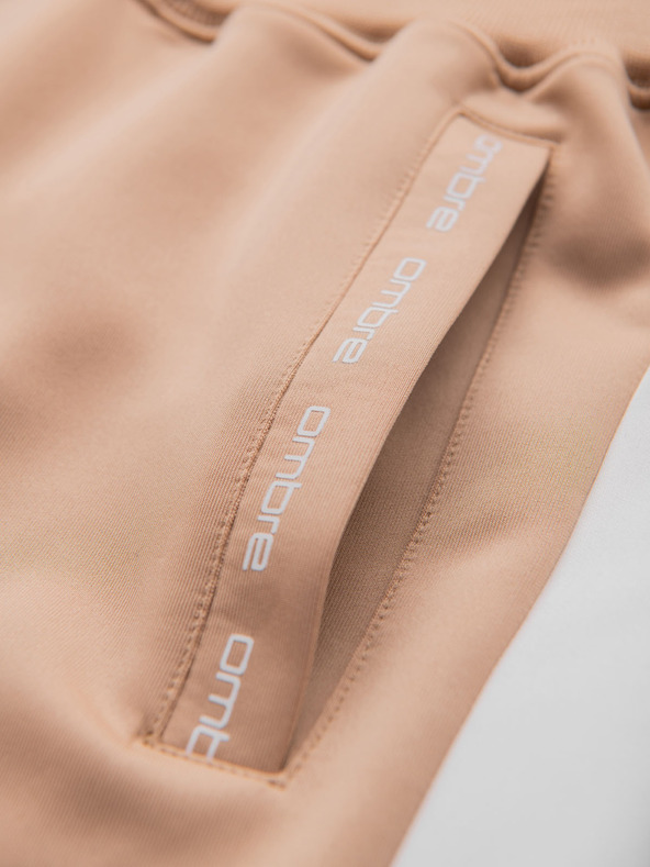 Ombre Clothing Мъжки спортни панталони тип joggers с контрастни ленти - бежови