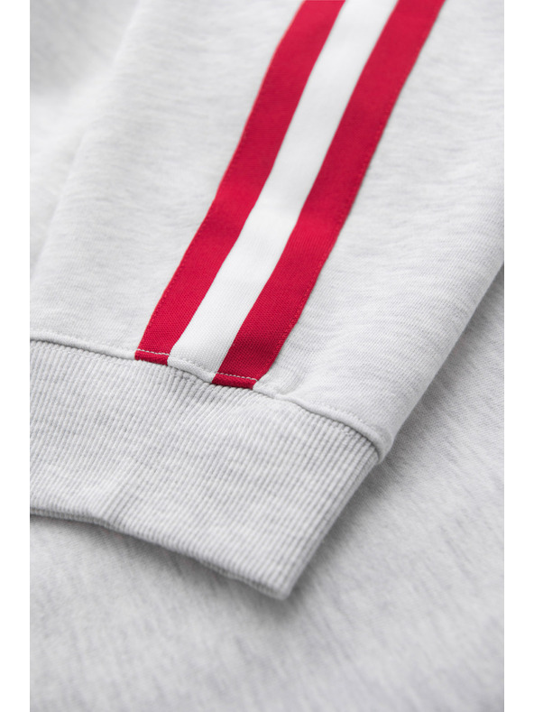 Ombre Clothing Мъжки спортни панталони с кантове и ребрести крачоли - сив меланж