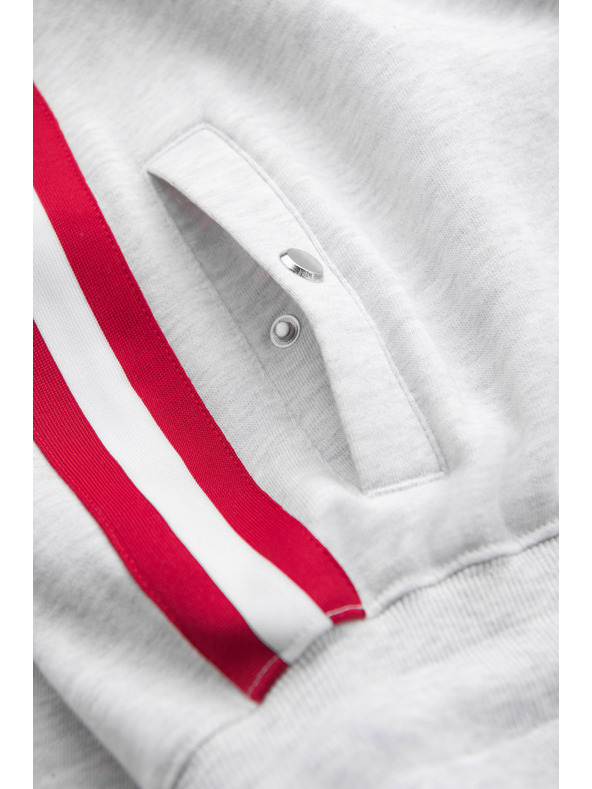 Ombre Clothing Мъжки спортни панталони с кантове и ребрести крачоли - сив меланж