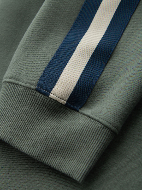 Ombre Clothing Мъжки спортни панталони с кантове и ребрести крачоли - маслинени