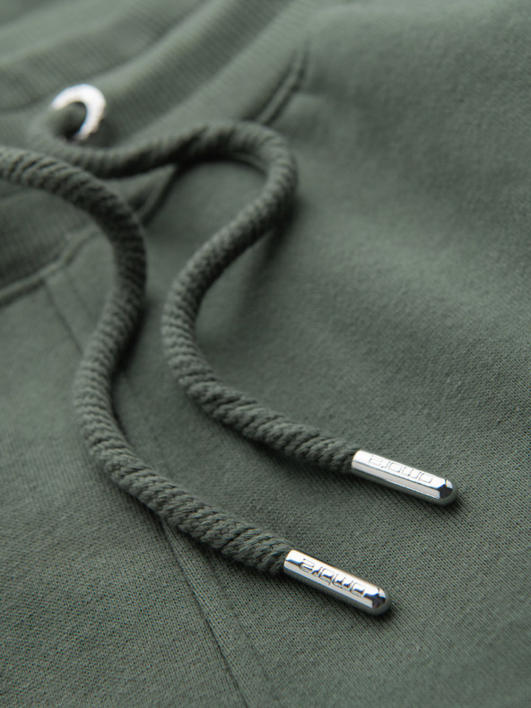 Ombre Clothing Мъжки спортни панталони с кантове и ребрести крачоли - маслинени