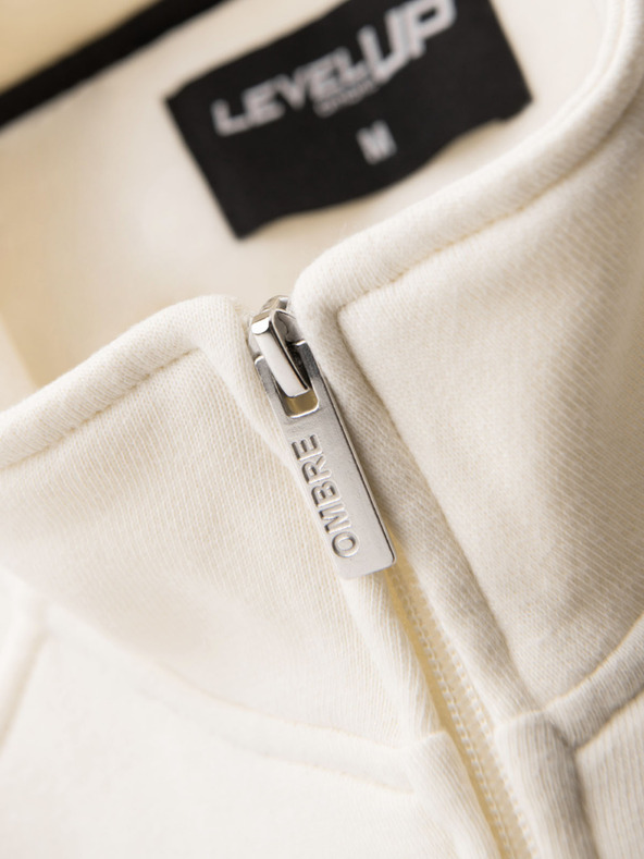 Ombre Clothing Мъжки суитшърт с висока яка и кантове - кремав