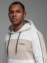 Ombre Clothing Мъжки памучен суитшърт с качулка и контрастни детайли - бял