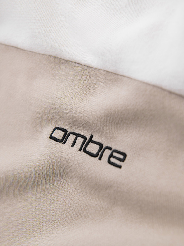 Ombre Clothing Мъжки памучен суитшърт с качулка и контрастни детайли - бял