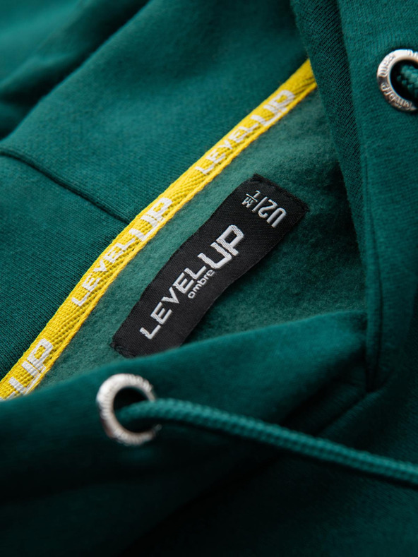 Ombre Clothing Унисекс суитшърт с джобове и качулка - тъмнозелен