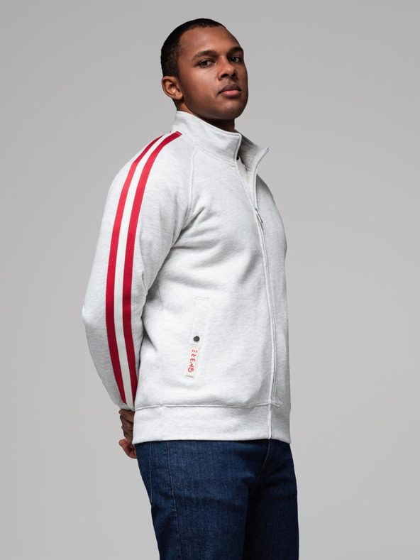 Ombre Clothing Мъжки суитшърт с висока яка и ленти - сив меланж