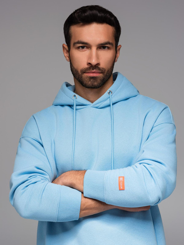 Ombre Clothing Унисекс суитшърт с качулка и джобове - син