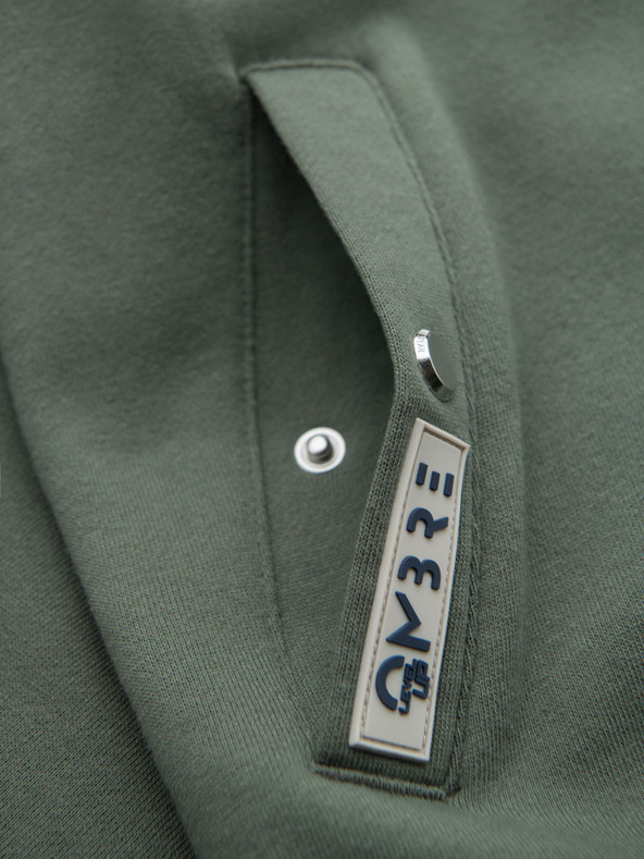 Ombre Clothing Мъжки суитшърт с висока яка и ленти - маслинен