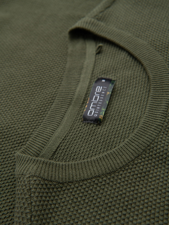 Ombre Clothing Каки памучна тениска с фина текстура