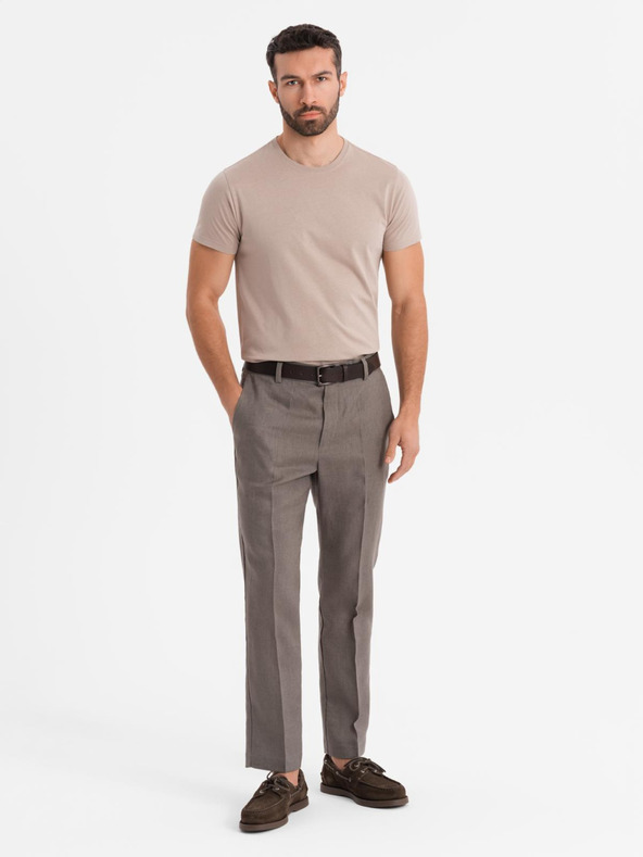 Ombre Clothing Мъжка класическа памучна тениска BASIC - пясъчна