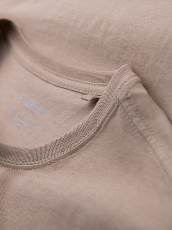 Ombre Clothing Мъжка класическа памучна тениска BASIC - пясъчна
