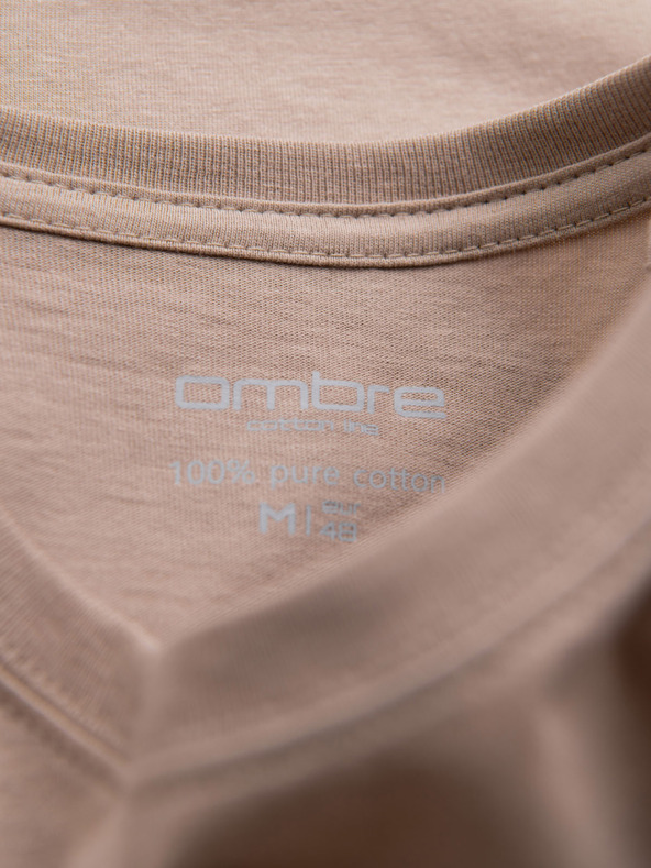 Ombre Clothing Мъжка класическа памучна тениска BASIC - пясъчна