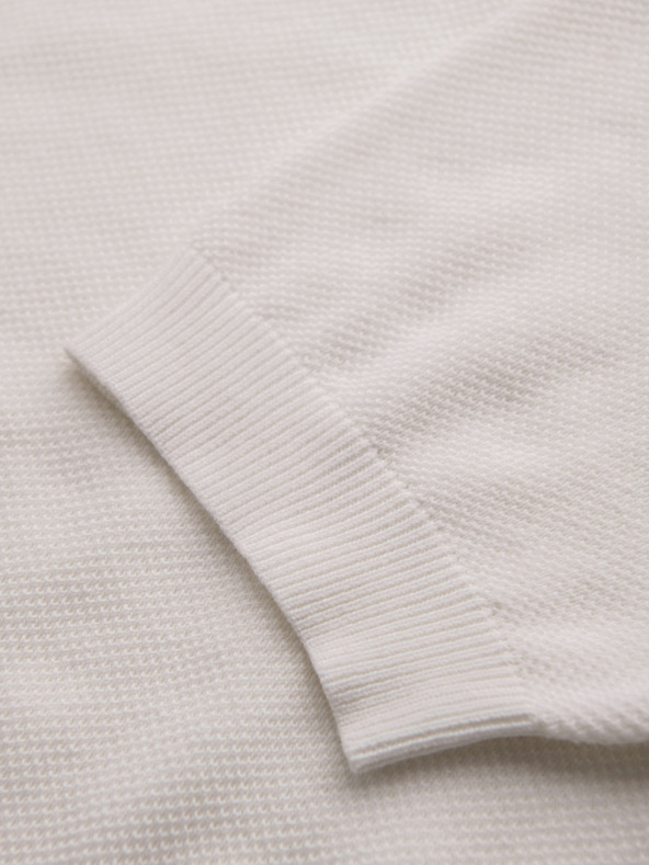 Ombre Clothing Мъжка памучна поло тениска от структуриран трикотаж - бяла