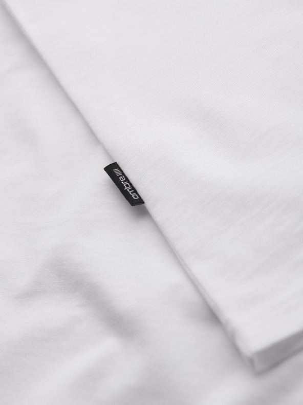 Ombre Clothing Мъжка класическа памучна тениска BASIC с деколте - бяла