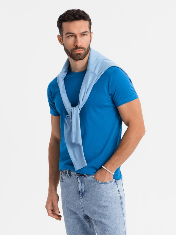 Ombre Clothing Мъжка класическа памучна тениска BASIC - пясъчна