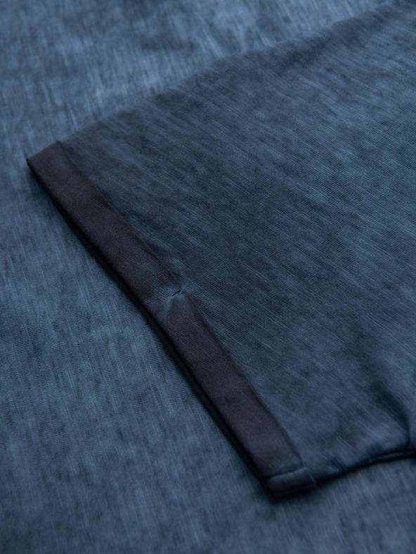 Ombre Clothing Мъжка памучна тениска с V-образно деколте и изтрит ефект - тъмносиня