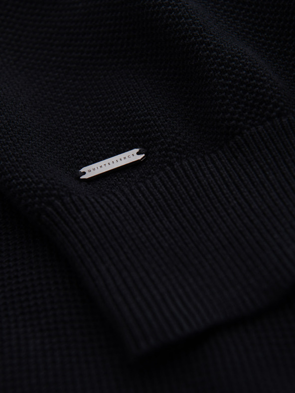 Ombre Clothing Мъжка памучна поло риза от структуриран трикотаж - черна