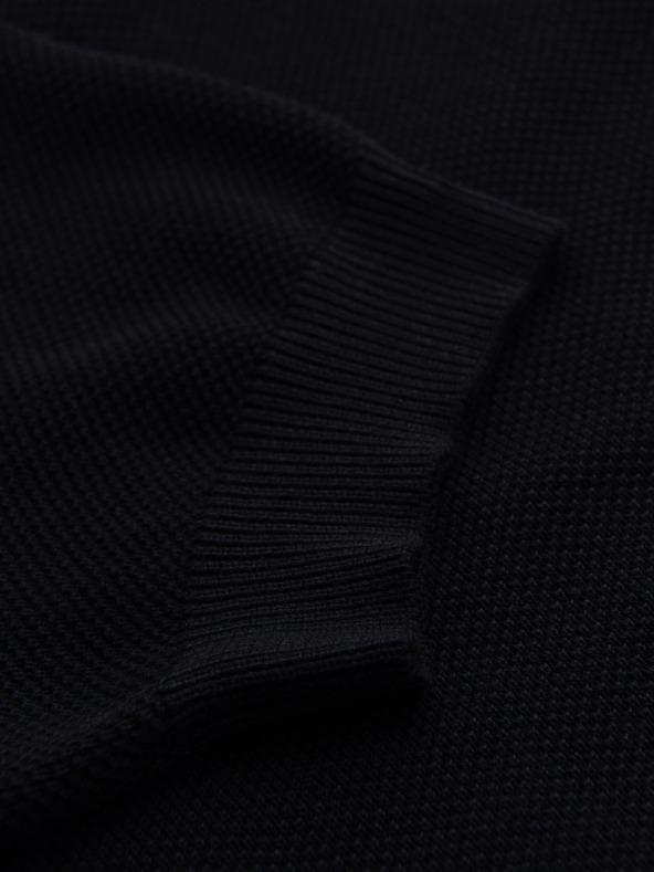 Ombre Clothing Мъжка памучна поло риза от структуриран трикотаж - черна