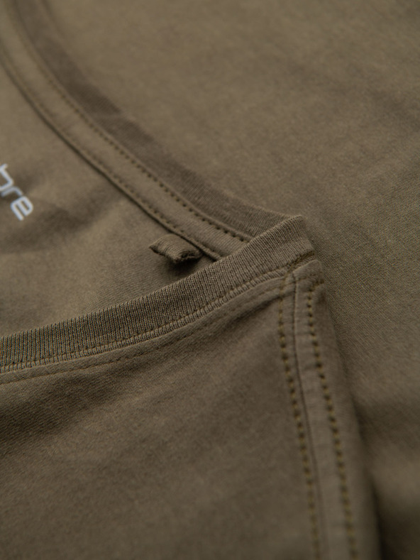 Ombre Clothing Мъжка класическа памучна тениска BASIC с V-образно деколте - тъмно маслинено зелена