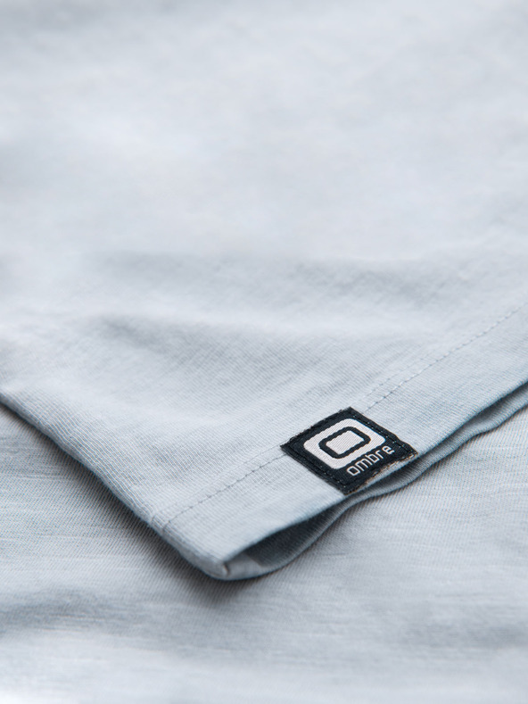 Ombre Clothing Мъжка памучна тениска с V-образно деколте и изтрит ефект - сива