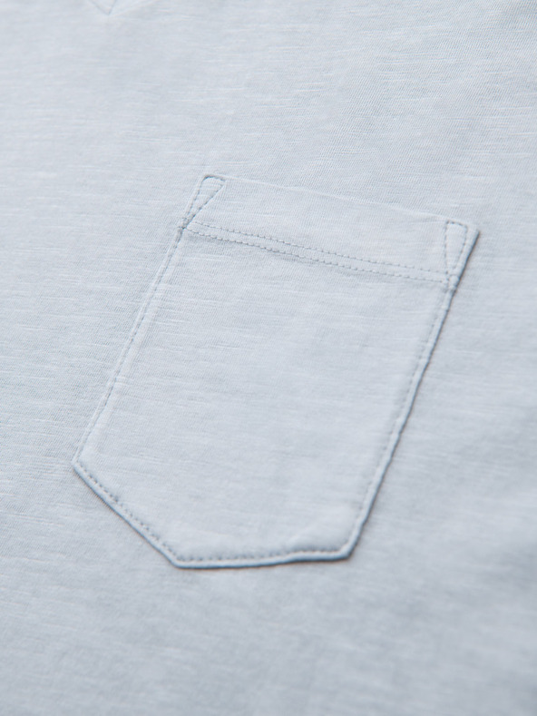 Ombre Clothing Мъжка памучна тениска с V-образно деколте и изтрит ефект - сива