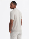Ombre Clothing Мъжка памучна поло риза от структуриран трикотаж - бежова