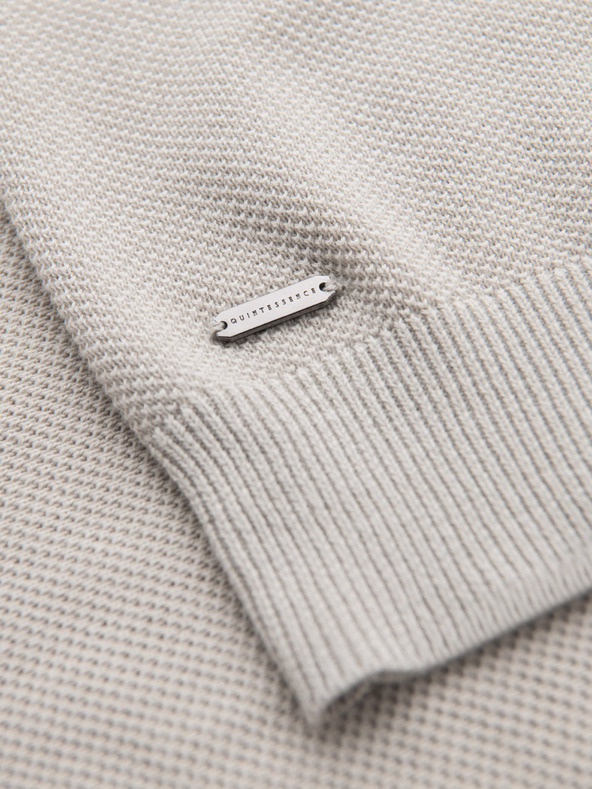 Ombre Clothing Мъжка памучна поло риза от структуриран трикотаж - бежова