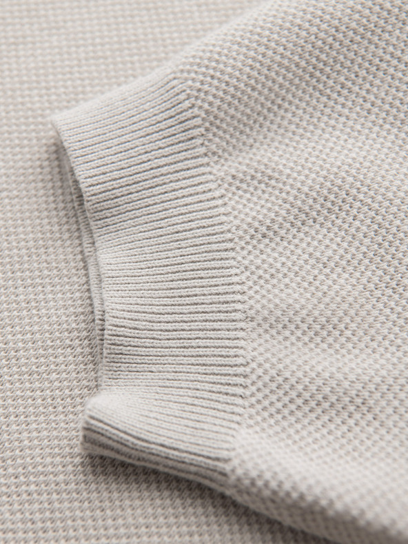 Ombre Clothing Мъжка памучна поло риза от структуриран трикотаж - бежова