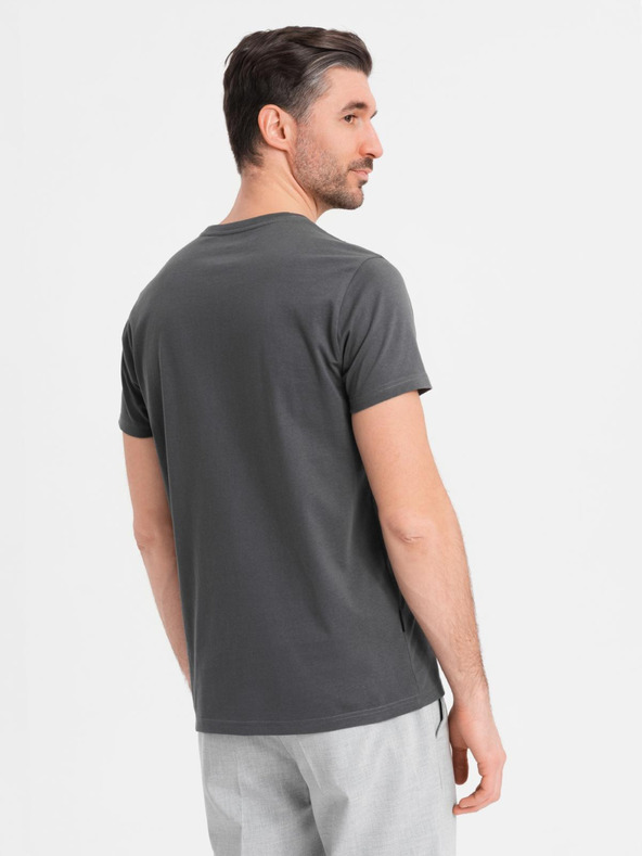 Ombre Clothing Мъжка класическа памучна тениска BASIC - сива