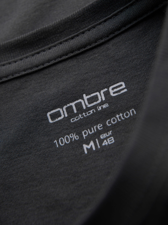 Ombre Clothing Мъжка класическа памучна тениска BASIC - сива