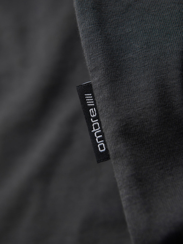 Ombre Clothing Мъжка класическа памучна тениска BASIC - сива