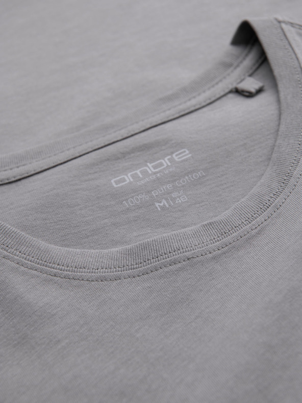 Ombre Clothing Мъжка класическа памучна тениска BASIC - сива
