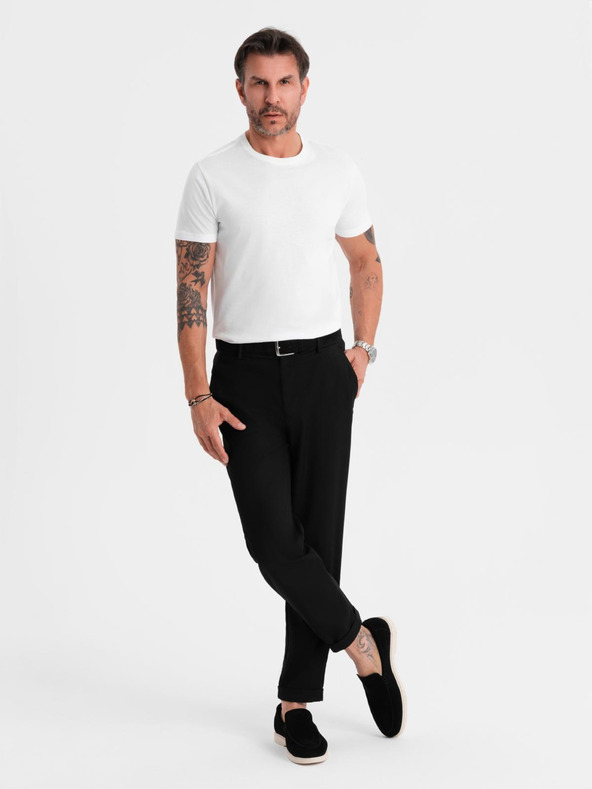 Ombre Clothing Мъжка класическа памучна тениска BASIC - бяла