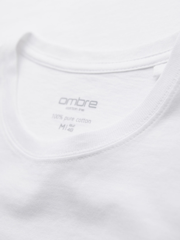 Ombre Clothing Мъжка класическа памучна тениска BASIC - бяла