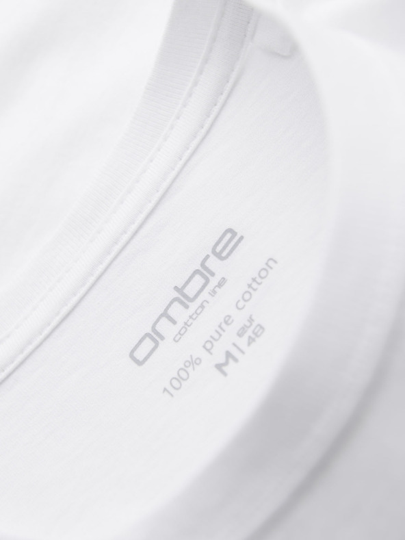 Ombre Clothing Мъжка класическа памучна тениска BASIC - бяла
