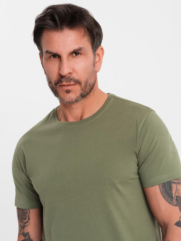 Ombre Clothing Мъжка класическа памучна тениска BASIC - каки