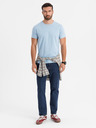 Ombre Clothing Мъжка класическа памучна тениска BASIC - светлосиня