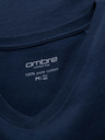 Ombre Clothing Мъжка класическа памучна тениска BASIC с V-образно деколте - тъмносиня