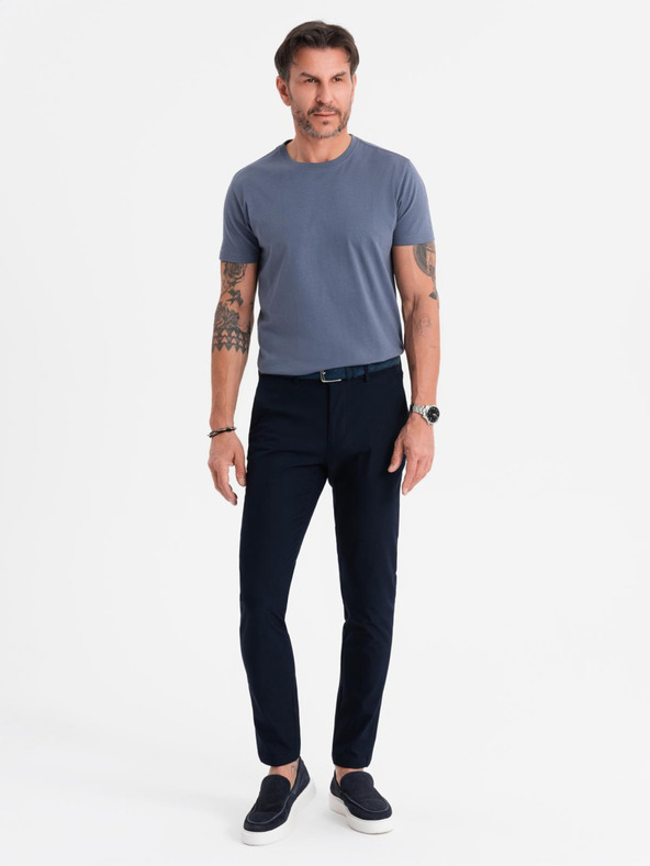 Ombre Clothing Мъжка класическа памучна тениска BASIC - синьо деним