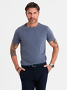 Ombre Clothing Мъжка класическа памучна тениска BASIC - синьо деним
