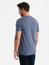 Ombre Clothing Мъжка класическа памучна тениска BASIC - синьо деним