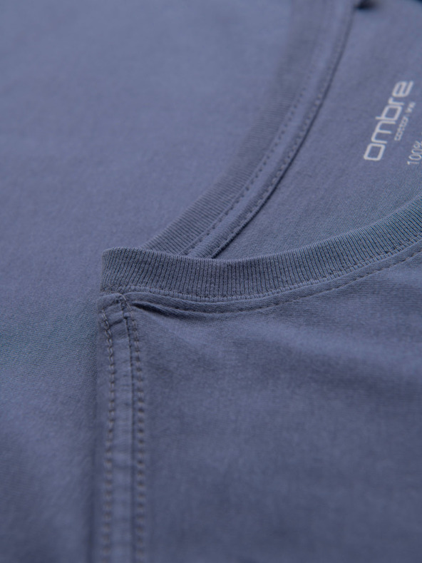 Ombre Clothing Мъжка класическа памучна тениска BASIC - синьо деним