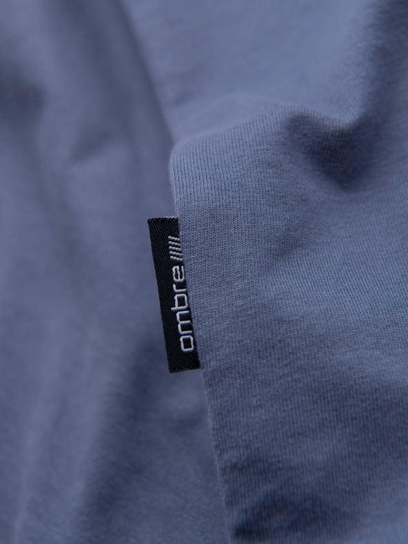 Ombre Clothing Мъжка класическа памучна тениска BASIC - синьо деним