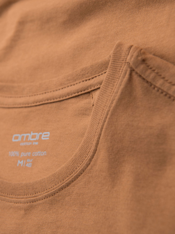 Ombre Clothing BASIC мъжка класическа памучна тениска - кафява
